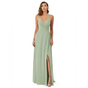 Azazie sage green bridesmaid dress